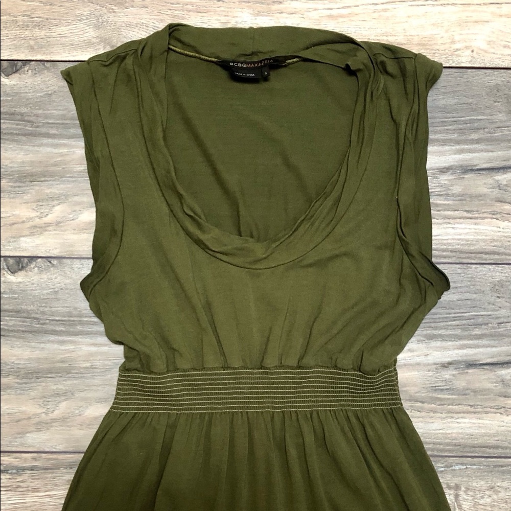BCBG Hunter green cinched waist tank, size s